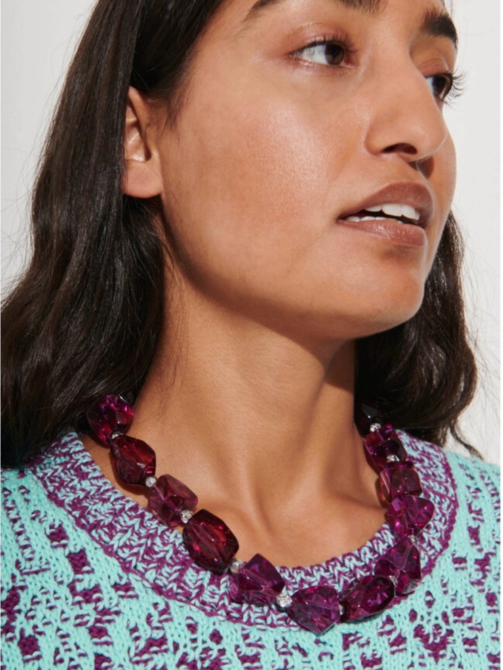 Rachel Comey Deep Purple Short Acrylic Stone Necklace